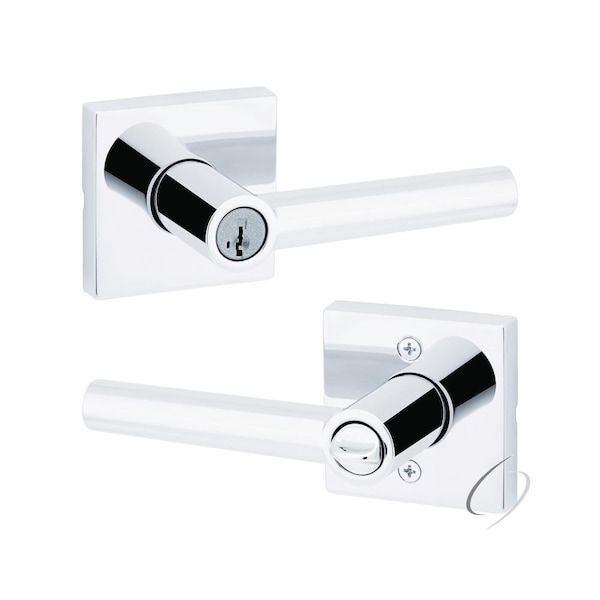 Milan Lever with Square Rose Entry Door Lock SmartKey with 6AL Latch, RCS Strike Bright Chrome Finish